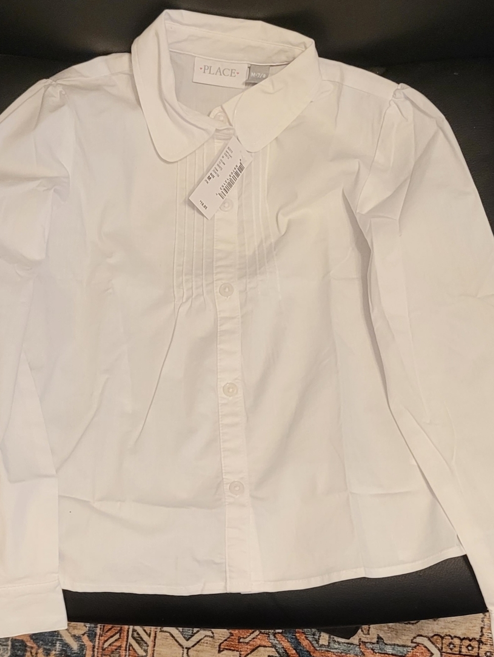 The Children’s Place White Button Front Blouse Girls Size 7/8 NWT Long Sleeve